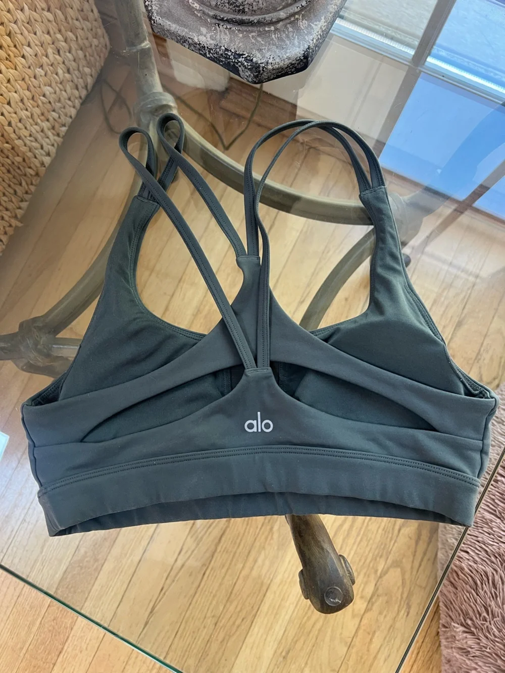 ALO Yoga Strappy Sports Bra - Soft Gray Green